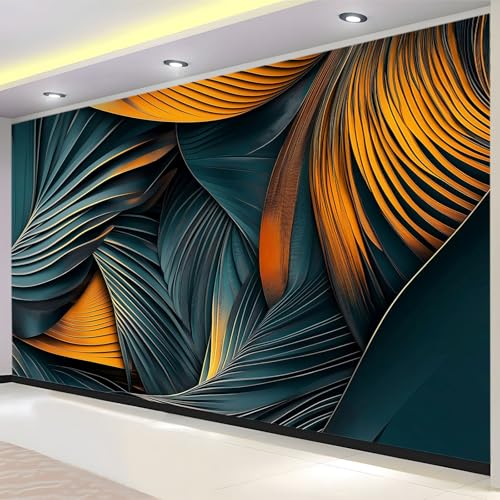 Papier Peint 3D Feuilles de Palmier Décoration Murale 300x210cm - 4