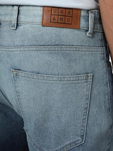 Image of Urbano Fashion Men's Straight Fit Heavy Washed Faded Denim Jeans Stretchable