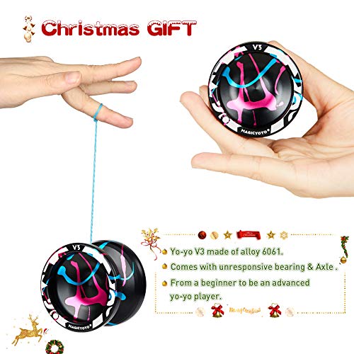 Magicyoyo V3 Responsive Yoyo For Beginner, Metal Yoyo Professional Dual Purpose Yoyo For Advanced Player With 12 Yoyo Strings, Yoyo Case, Unresponsive Kk Bearing, Removal Bearing Tool, Axle (Tricolor) #TOP3