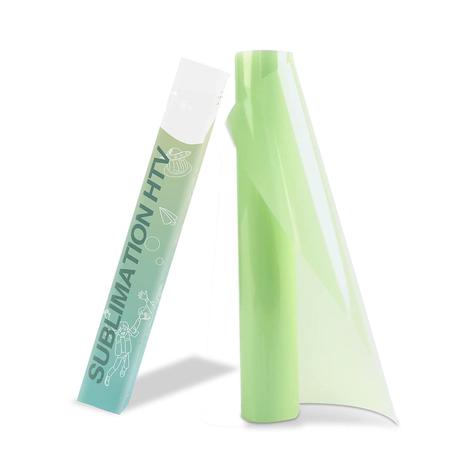 Extended Clear HTV Vinyl for Sublimation,12"X 6FT PU Sublimation HTV for Light-Colored Cotton Fabric,Durable Easy to Cut HTV,DIY Heat Press Design for T-Shirt,Clothes,Hats and Other Textiles(green)