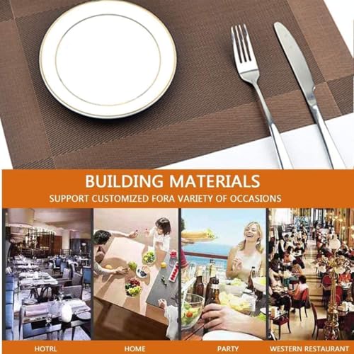 Image of Rectangular Placemats Set of 6 for Dining Table | PVC & Polyester Table Mats | Washable, Heat Resistant & Easy to Clean Kitchen Placemats for Home