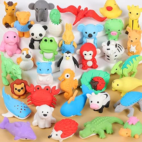 Zkptops 60Pcs Animal Erasers Kids Desk Pets Animal Pencil
