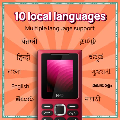 Image of HMD 100 Keypad Mobile Phone | Single SIM, Long Lasting Battery, Durable Design, Wireless FM Radio, Phone Talker, 1-Year Replacement Guarantee | Red
