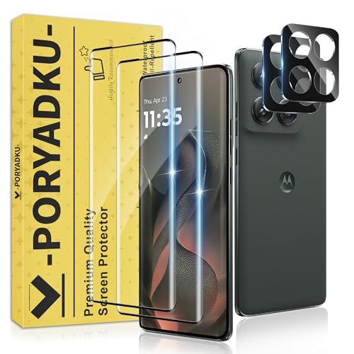 V-PORYADKU 2 Pack for Motorola Edge 2025 Screen Protector (6.70 inches) + 2 Pack Camera Lens Protector 9H Tempered Glass Anti-Scratch Fingerprint Unlock HD Clear Case Friendly