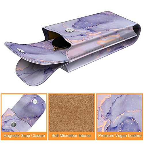 Image of FINTIE Double Glasses Case with Carabiner Hook, Portable Vegan Leather Eyeglass Case Anti-scratch Sunglasses Pouch