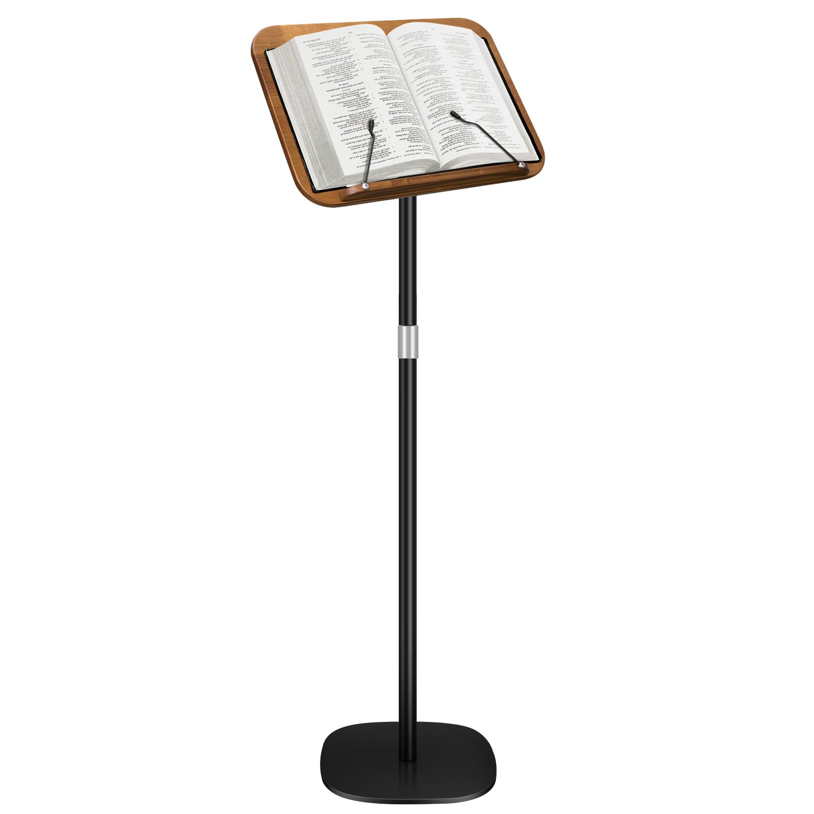 Soporte de bambú para libros con altura ajustable que previene el dolor de cuello 8