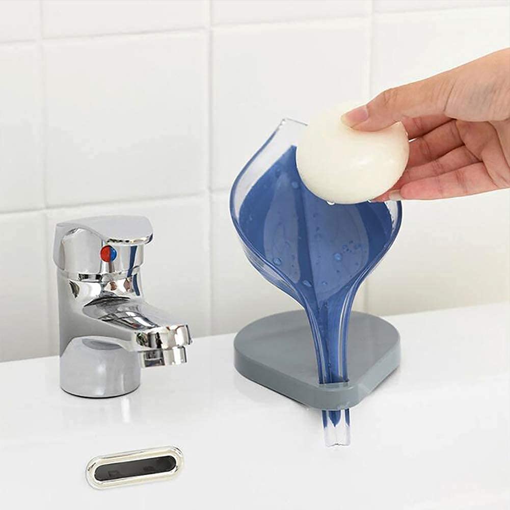 SARNESHWERAM Plastic Leaf Drainage Soap Holder Box Dishes Self Draining Case Container with Drain and Suction Cup for Shower Bathroom Kitchen (Multicolor, 12 x 9 x 11.5 cm) Pack of 2 Pieces 2