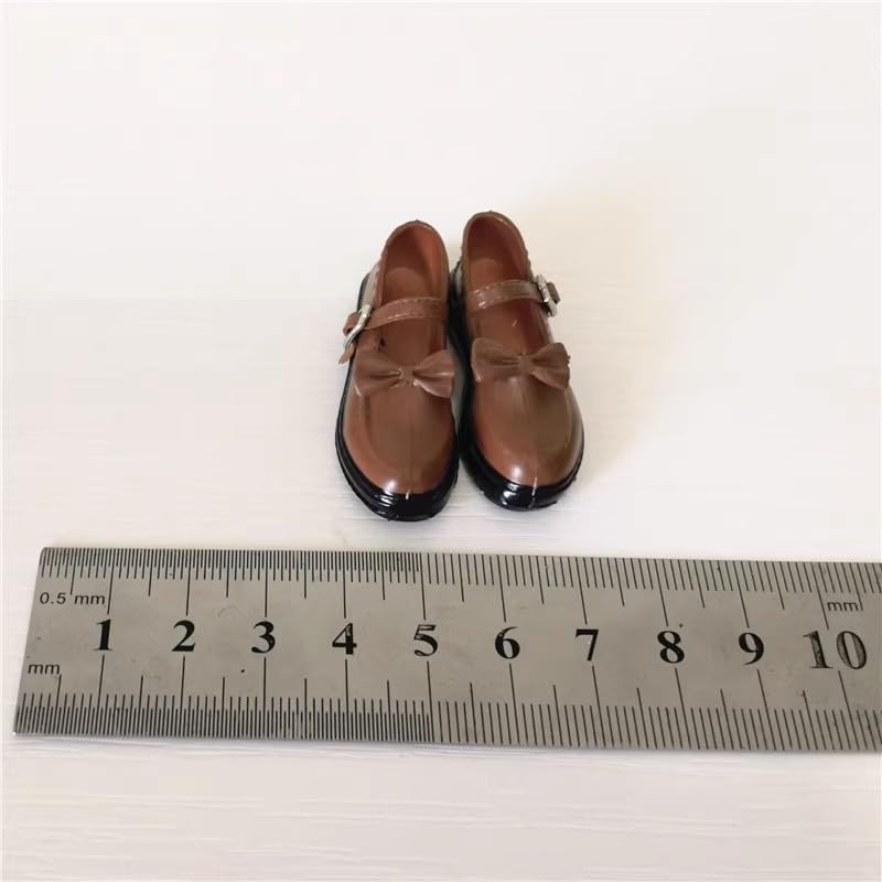 Chaussures à nœud café 1/6 pour uniforme de poupée en classe