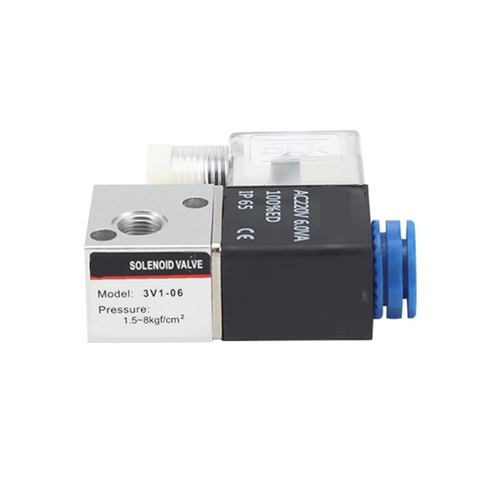 3V1-M5 3V1-06 AC110V AC220V DC12V 24V Válvula de compresor Aire 1/8 "NC válvula solenoide Aluminio neumática Normalmente Cerrada(3V1-06 and 10mm,DC24V)