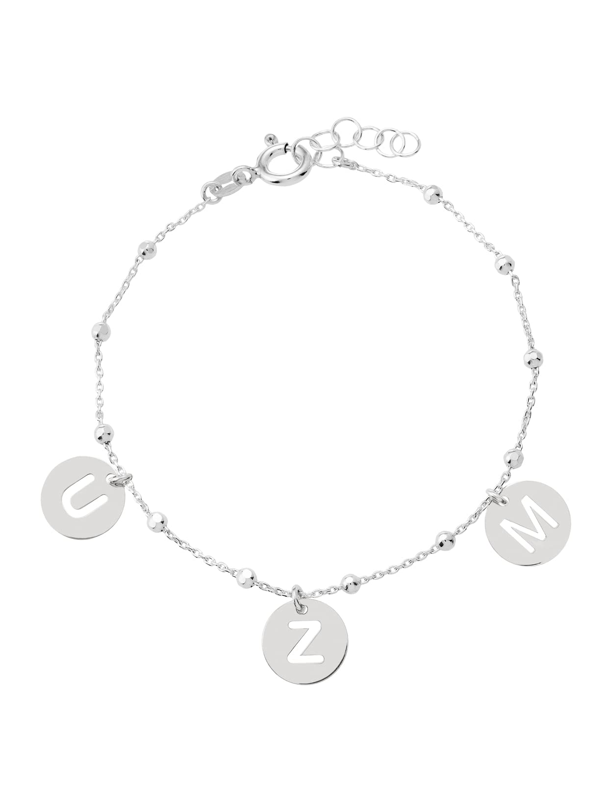 PlataJewels PlataJewels- Pulsera con Inicial Mujer Plata de Ley 925. Pulsera de Bolitas Personalizadas con Letras a elegir A-Z. Pulseras personalizadas con Iniciales. Regalo Mujer Ideal para Mama, Hermana, Niña.