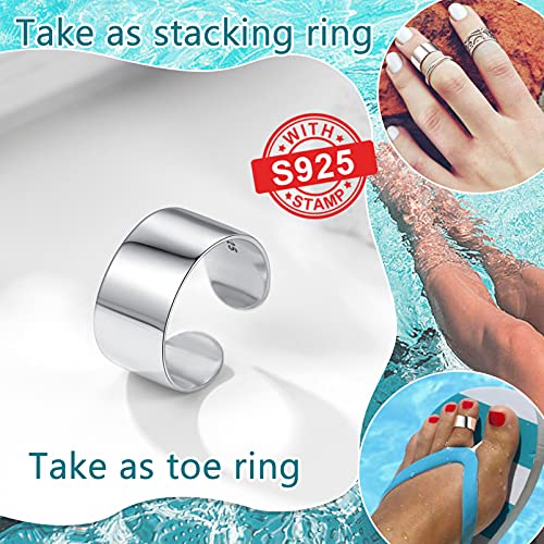 Prosilver 925 Silver Womens Adjustable Toe Rings For Men Women Simple Wide Wrap Toe Ring Band #TOP4