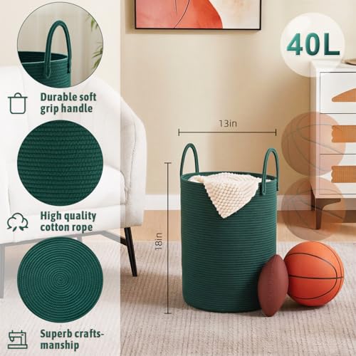 Image of Artfeel Laundry Basket,Woven Cotton Rope Laundry Hamper,40L for Decorative Storage of Dirty Clothes,Toys and Blankets in Bathroom,Baby Room and Living Room