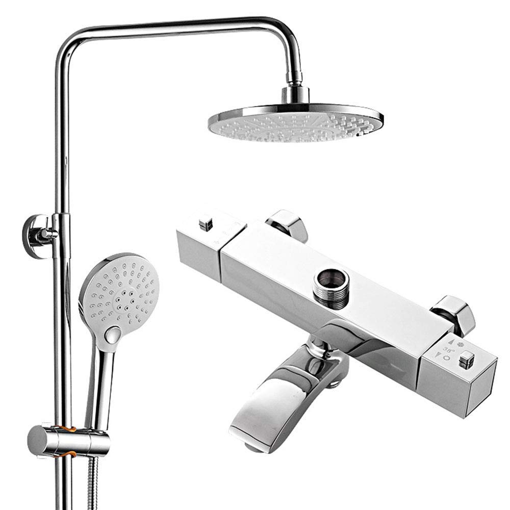 Sjdopulse Shower Faucets,Bathtub Faucet Thermostatic Bathroom Shower Faucet Bath Mixer Wall Mounted Rainfall Shower Set Mixer Tap