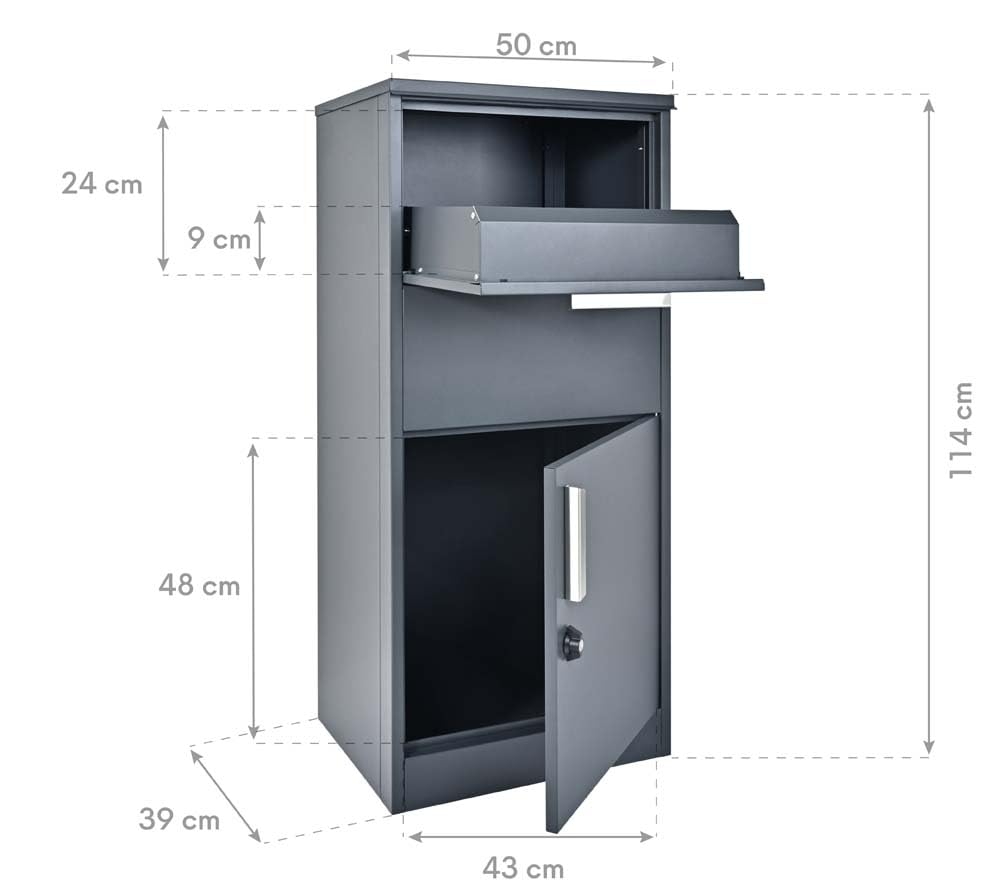 WESTMANN Paketbox Pepe Outdoor | Metall 50x39x114 cm | Briefkasten & Paketkasten zum Schutz Ihrer Post vor Wettereinflüssen und Diebstahl
