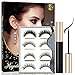 Magnetic Eyelashes With Eyeliner, Magnetic Eyeliner And Lashes, Magnetic Eyelash, Magnetic False Lashes with Magnetic Eyeliners Kit Easy To Wear (4-Pairs)