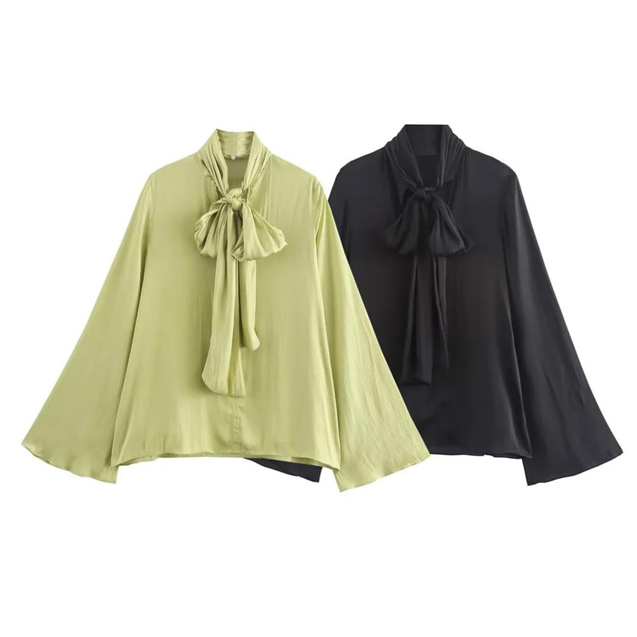 Chemise décontractée à manches longues pour femme avec nœud
