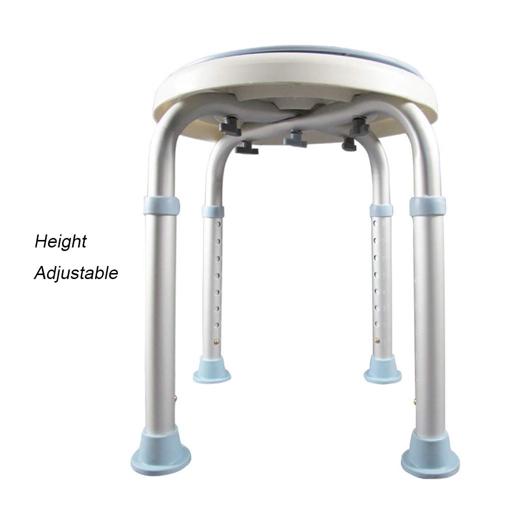 Giratorio Taburete Redondo para baño/Ducha Ligero Silla de bañera con Asiento Giratorio Ajustable en 8 Alturas Tarea Pesada Almohadilla Antideslizante para Las piernas para Ancianos y discapacitad