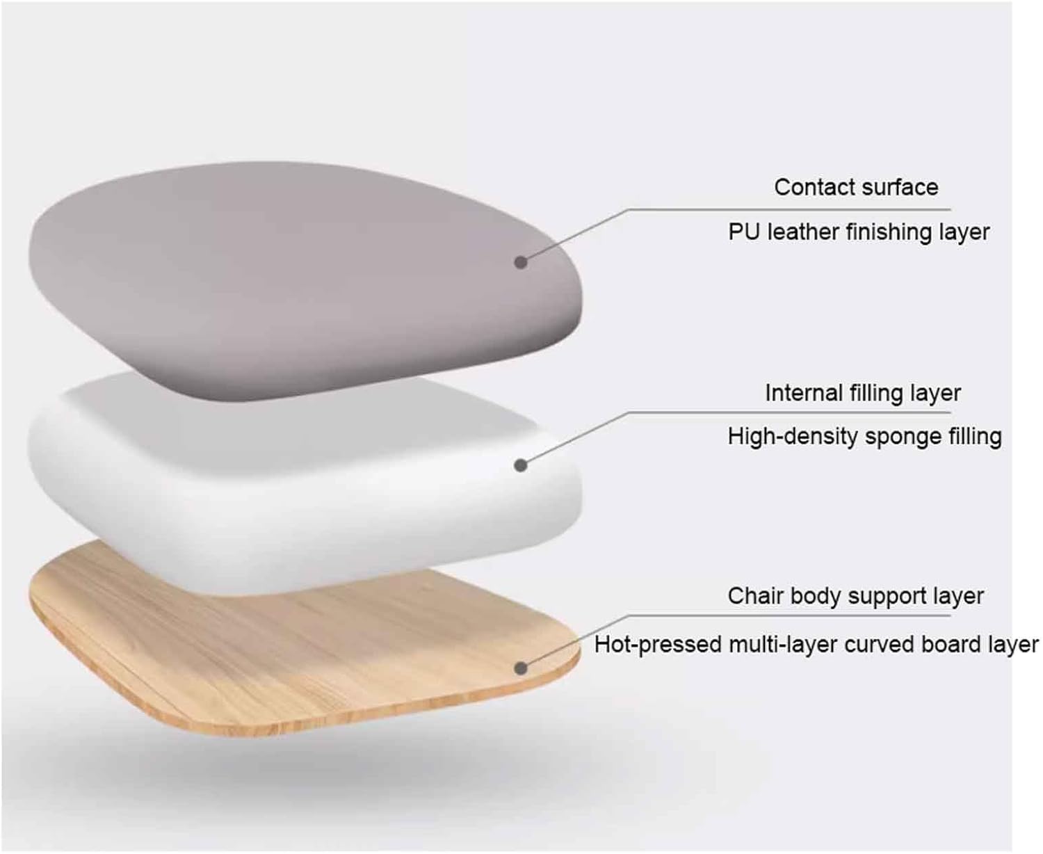 Silla de oficina ejecutiva de respaldo medio, altura ajustable, función de inclinación, piel sintética, silla de escritorio giratoria para uso en computadora, sin ruedas para un asiento cómodo