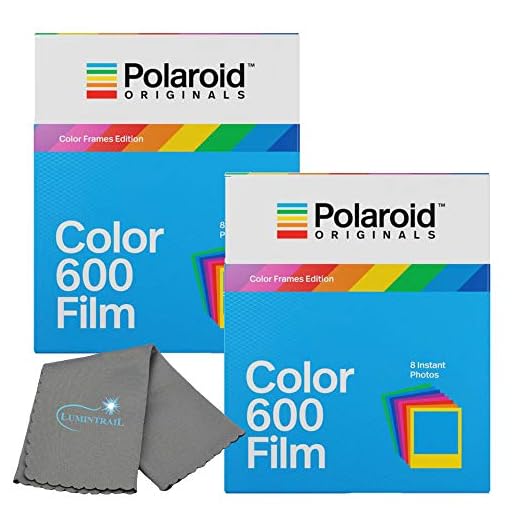 Polaroid Originals Color Instant Film for 600 and i-Type Cameras Color Frames 2 Pack Bundle with a Lumintrail Cleaning Cloth