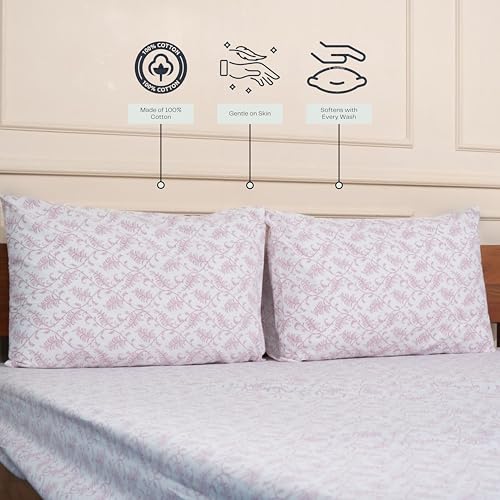 Image of Amazon Brand - Umi Cotton Elastic Fitted Bedsheet, King Size 78x72 Inches, Elastic Fit Bed Sheet, 10 Inch Deep Pocket, Soft Breathable Bedding, Durable Easy Care, with Pillow Cover-Rose Vines