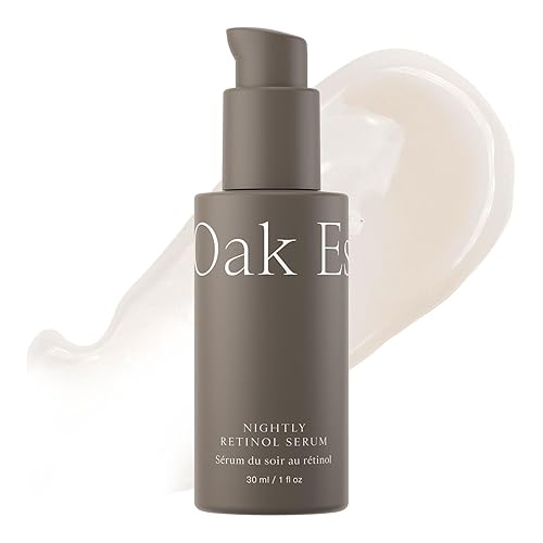 Oak Essentials Nightly Retinol Serum Suero facial antienvejecimiento con retinol suave, escualano y extracto de aguacate, 1 onza