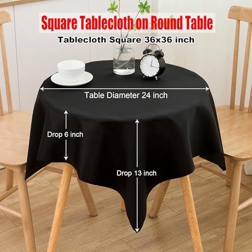 Image of sancua Small Square Tablecloths, Black Table Cloth, 36x36 Inch
