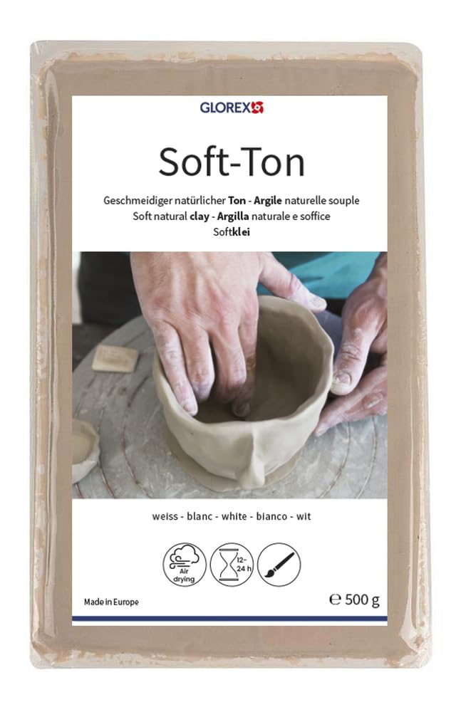 GLOREX Soft Ton weiß 500 g – Tonblock