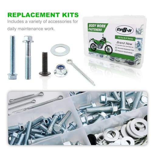 Image of 120PCS Dirt Bike Bolt Kit Fit for KLX110 KLX300 KLX140RL KLX140L KLX450R KLX230 KLX125 KLX250 KLX650 KLX300R KLX400R KMX 200 KLX250S KMX 125 KLX150 Bodywork Bolts Screws Fasteners Kit