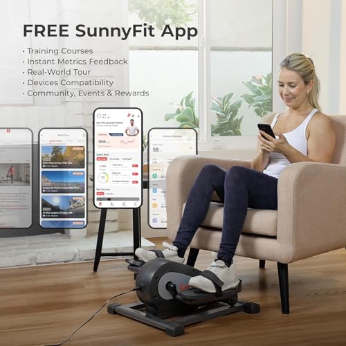 image for Sunny Health & Fitness Smart Motorized Mini Elliptical Trainer w/Remot