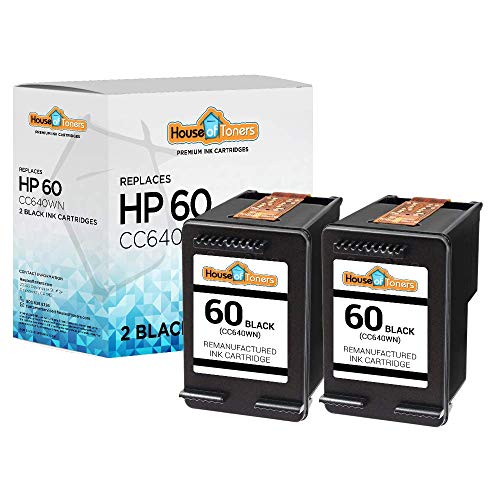 HouseOfToners Remanufactured Ink Cartridge Replacement for HP 60 for HP Deskjet D1660 D2645 D5560 F2400 F4200 F4400 Photosmart C4600 C4680 C4700 (2 Black)