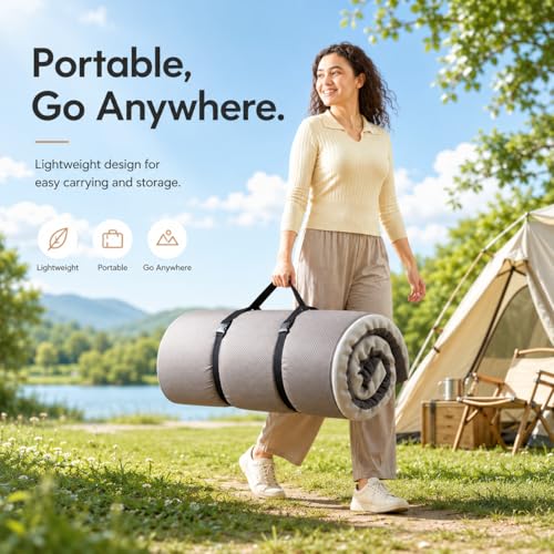 Image of 3 inch Thick Memory Foam Camping Mattress,Breathable Cover,76x38x3
