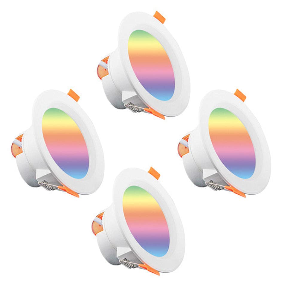 Downlight LED 5W 7W 9W WiFi APLICACIÓN inteligente Atenuación Luz de punto redonda Cambio de color RGB Trabajo con Alexa Google Home-4PCS_9W