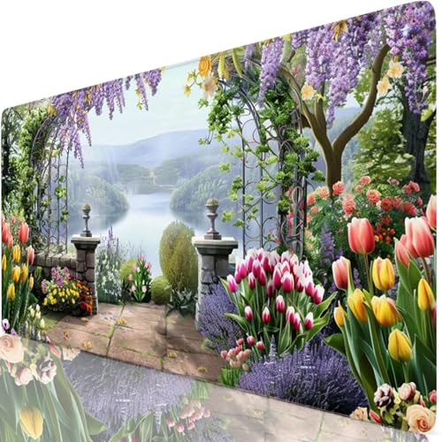 Tapis de Souris XXL 120x60cm, Vert Tapis de Souris Gaming, sous Main Bureau Gaming Balcon Mouse Pad avec Coutures sur Les Bords, Antidérapant Mouse Pad Accessoire Bureau pour Gamer, Maison Y8-142