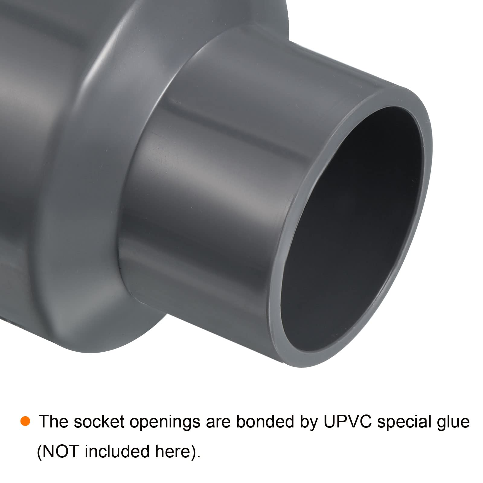 PATIKIL PVC Reductor Tubo Montaje 50x32mm, 3 Paquete Recto Acoplamiento Adaptador Conector, Gris — view 5