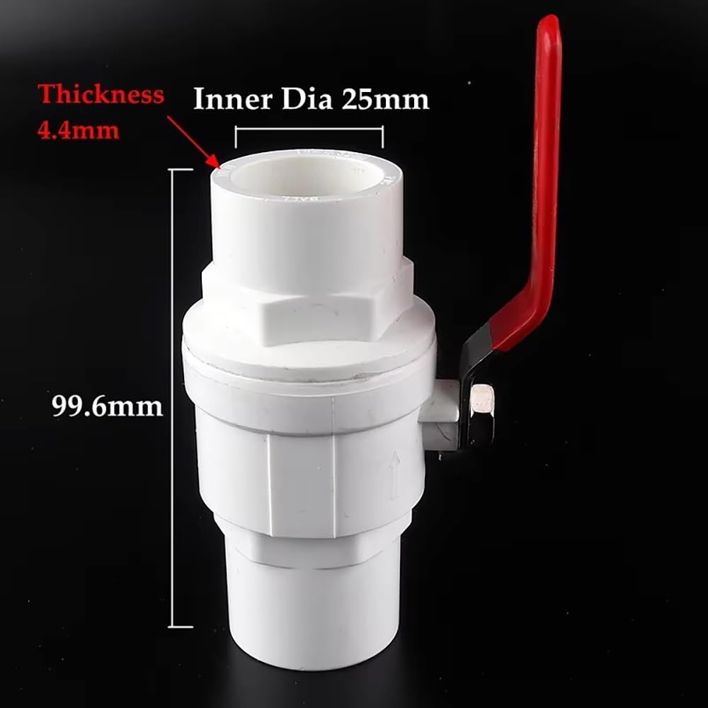 1 szt. Zawór kulowy z PVC z antypoślizgowym uchwytem - regulator przepływu wody od 20 mm do 110 mm do instalacji wodno-kanalizacyjnej w ogrodzie, trawniku i domu(25mm)