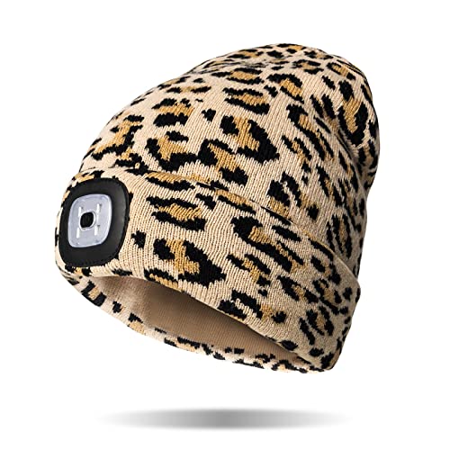 Image of Classic Rechargeable LED Warm Knit Beanie Head Light Hat Headlamp for Outdoor Activities