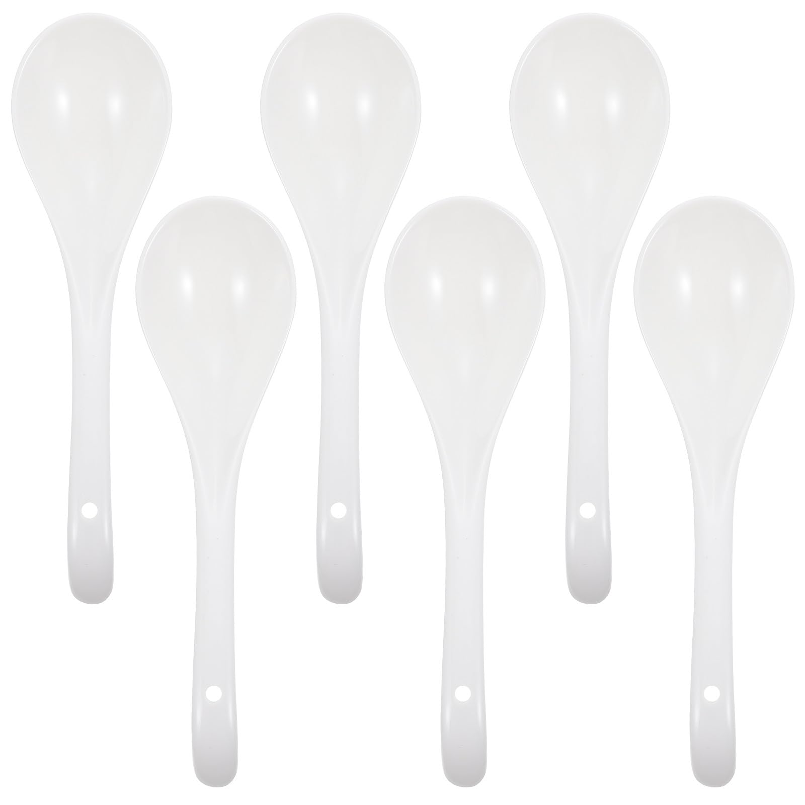 Uonlytech Lot de 6 Cuillères à Soupe en Céramique Blanche Légères et Résistantes, Design Simple et Élégant Cuisine Maison et Service de Table
