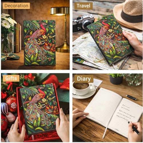 Image of Giftana 3D Peacock DND Vintage Notebook Diary for Men and Women, Antique Diary with 200 Pages | Premium Writing A5 Journal Leather Diaries, Travel Diary, Corporate Gift for Employees