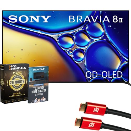 Sony BRAVIA 8 II 65 inch QD-OLED 4K HDR Google TV (2025) K65XR80M2 Bundle with CPS 26‑Month...
