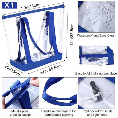 Image of Silkfly Clear Tote Bags Bulk, PVC Shoulder Handbag, Security Approved See Through Bag with Zipper Closure for Work