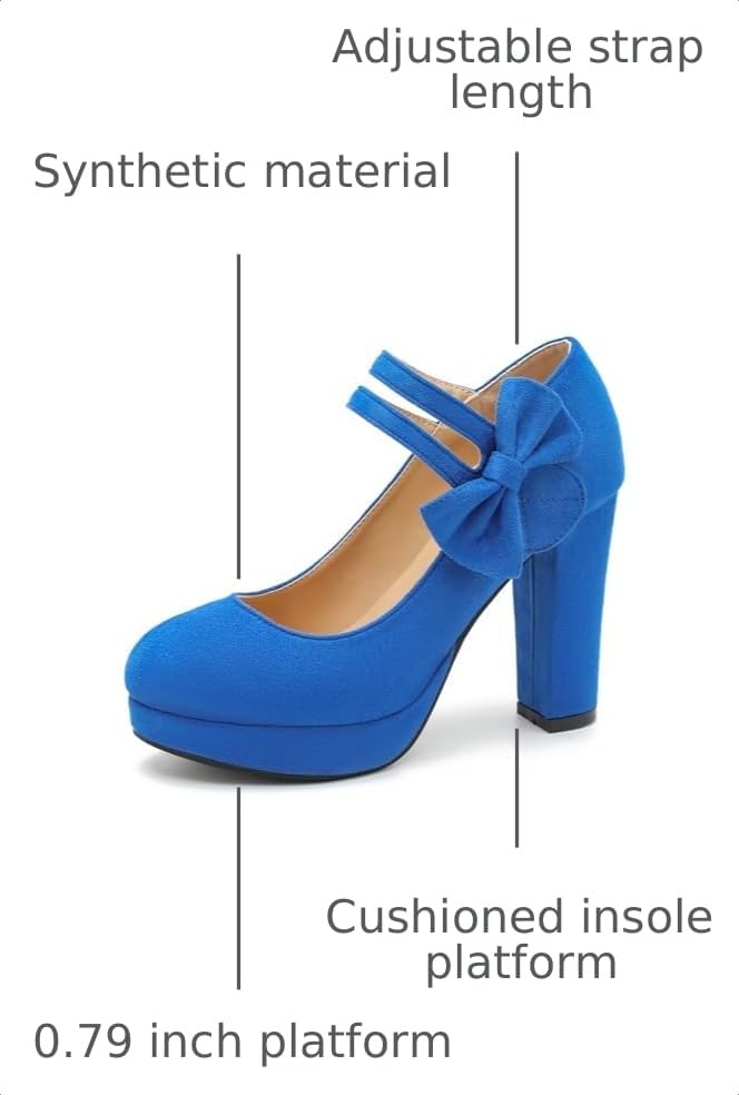 Image of MAIERNISI JESSI Women's Platform Mary Jane Pumps with Bow, 3.94 Inch Block Heel Dress Shoes