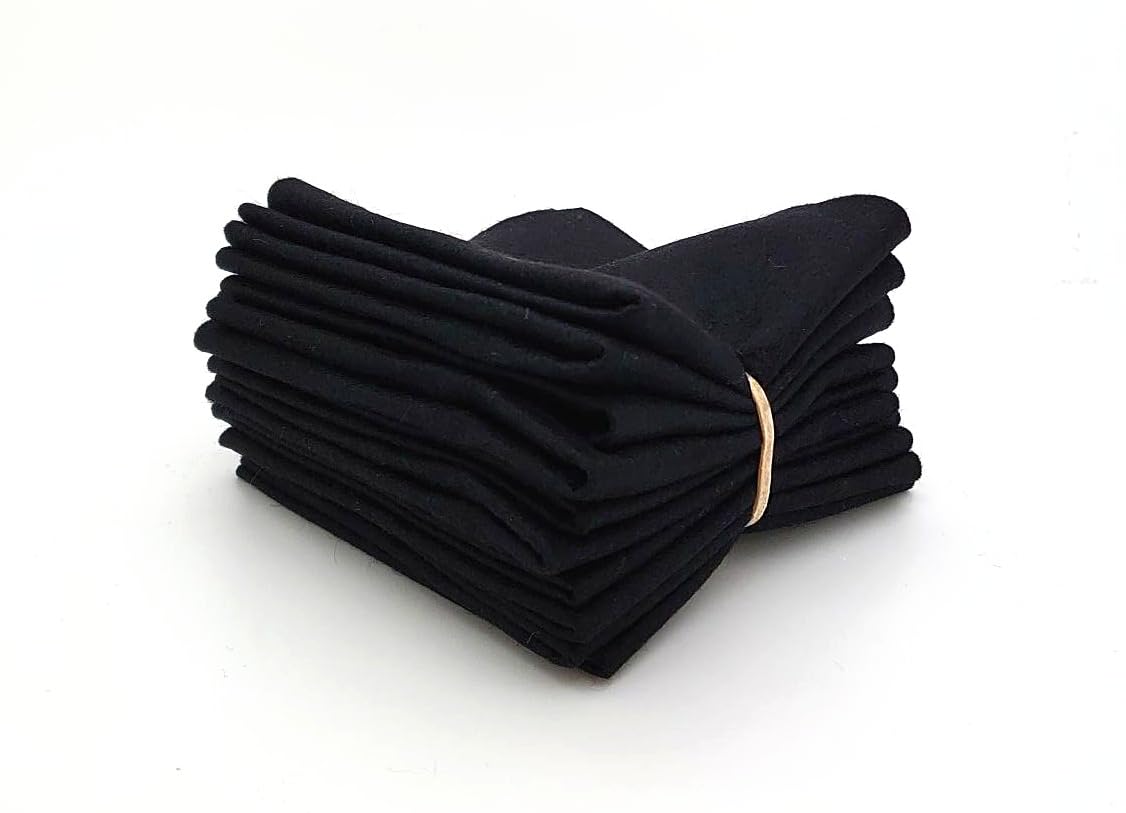 Wool Blend Craft Felt Square Colour Pack 9" / 22cm EN17 Standard 10 Pack (10 Black) โ image 1