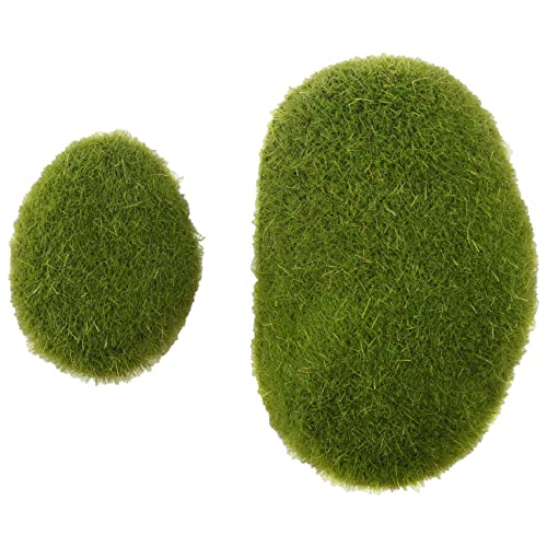 Losueeun 20 piezas 2 tamaños de rocas de musgo artificiales decorativas falsas verdes cubiertas de musgo piedras