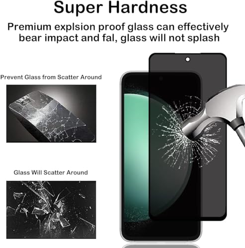 Image of ZARALA Privacy Screen Protector for Samsung Galaxy S23 FE Fingerprint is Not Working Anti-Spy Tempered Glass Film, 9H Hardness, Anti Scratch, High Sensitivity, Anti-Spy Screen Protector