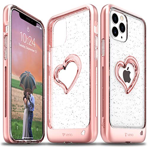VENA vLove Glitter Clear Case Compatible with Apple iPhone 12 / iPhone 12 Pro (6.1