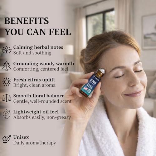 Image of Stress Relief Essential Oil Roll On - Calming Essential Oils Blend for Relaxation & Wellness Rituals - Aromatherapy Roller, Destress Gifts for Women & Men by Fiora Naturals