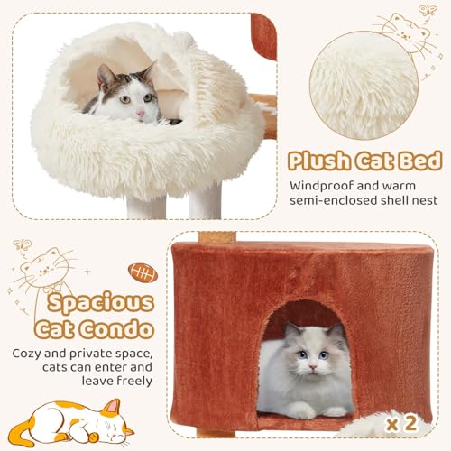 Árbol para gatos alto multi-niveles con 2 condos y hamaca miniatura 5
