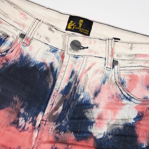 Men's Slim-fit Mid-Rise Denim Pants, Tie-dye Stacked Pants, Hip-hop Party Men's Jeans4