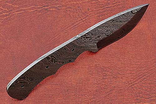 6.75 Inches Long Spear Point Blank Blade Skinning Knife, Hand Forged Damascus Steel 3.5" Scale Space With 3 Pin Hole Space, 3 Inches Cutting Edge #TOP3