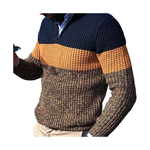 (Wool) Sweater Men Autumn Winter Pullover Jumper1 Long Sleeve V Neck Color Block Knitted Sweater Sweater(XL)